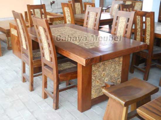 set kursi makan koin kayu trembesi set meja makan 6 kursi set kursi makan koin kayu trembesi set meja makan 6 kursi