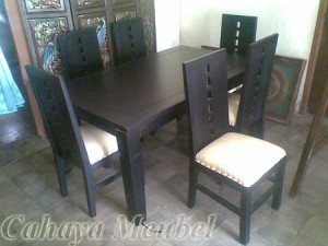 Meja Makan 6 Kursi Minimalis Modern Kayu Jati Asli