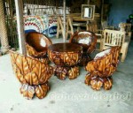 Set Kursi Mewah Kayu Trembesi Ukir Daun