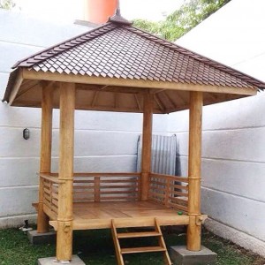 Gazebo Minimalis Atap Sirap Kayu Kelapa