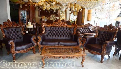 Set Kursi  Tamu  Sofa Ukir  Kayu Jati Jepara Cahaya Mebel 